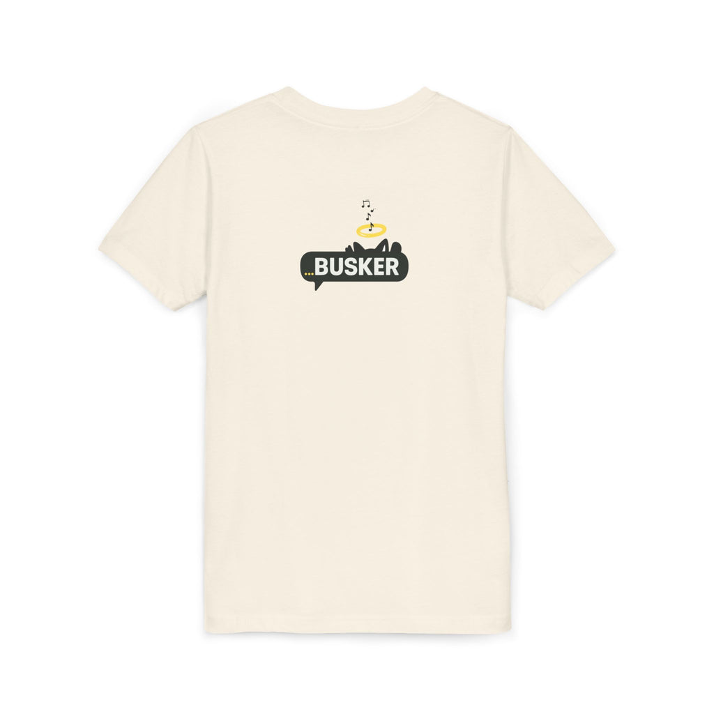 Youth Graphic Tee with Fun 'Busker' Design, Cool Summer Shirt, Gifts for Kids, Festival Attire, Trendy Youthwear