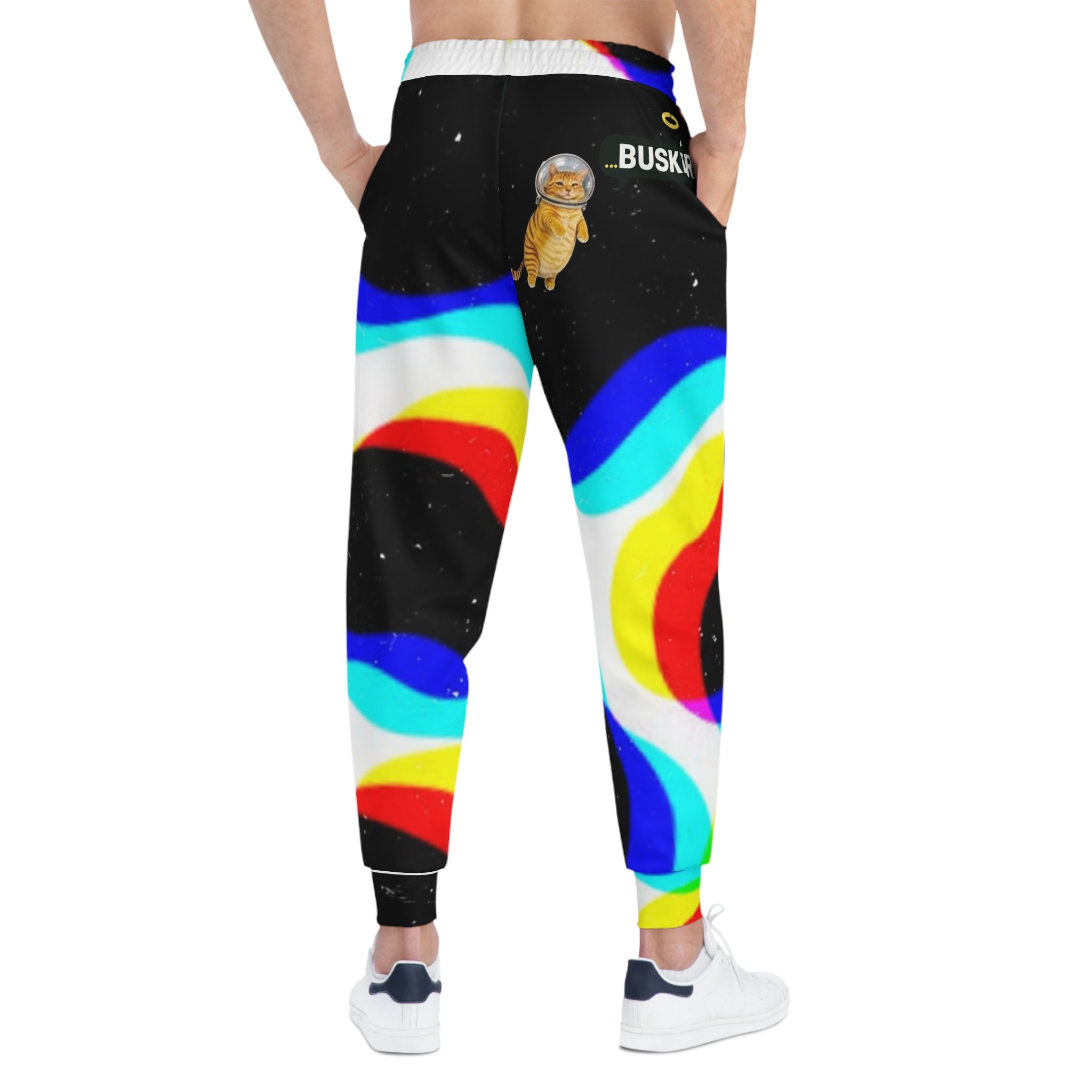Colorful Cat Print Athletic Joggers, Trendy Loungewear, Comfortable Workout Pants, Fun Gift for Cat Lovers, Unique Activewear