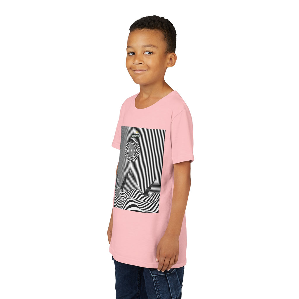 Stylish Youth Tee with Sunset Geometric Design, Summer Apparel, Kids Fashion, Gift for Birthdays, Fun Casual Wear, Graphic Tee