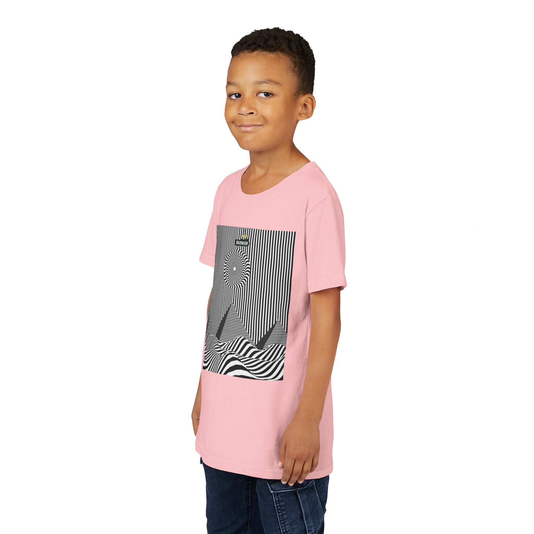 Stylish Youth Tee with Sunset Geometric Design, Summer Apparel, Kids Fashion, Gift for Birthdays, Fun Casual Wear, Graphic Tee