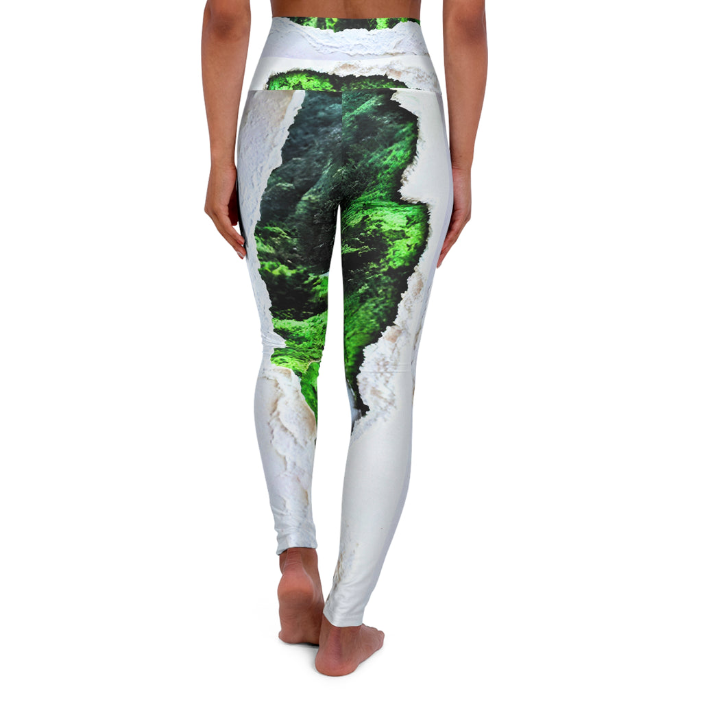 Eco-Friendly High Waisted Yoga Leggings with Unique Green Design