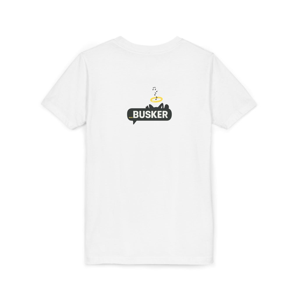 Busker Youth Short Sleeve Tee, Fun Summer Tee, Music Lover Gift, Kids Graphic T-Shirt, Festival Outfit, Creative Gift Idea
