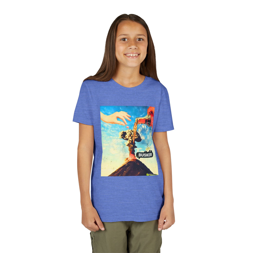 Busker Youth Short Sleeve Tee, Fun Summer Tee, Music Lover Gift, Kids Graphic T-Shirt, Festival Outfit, Creative Gift Idea