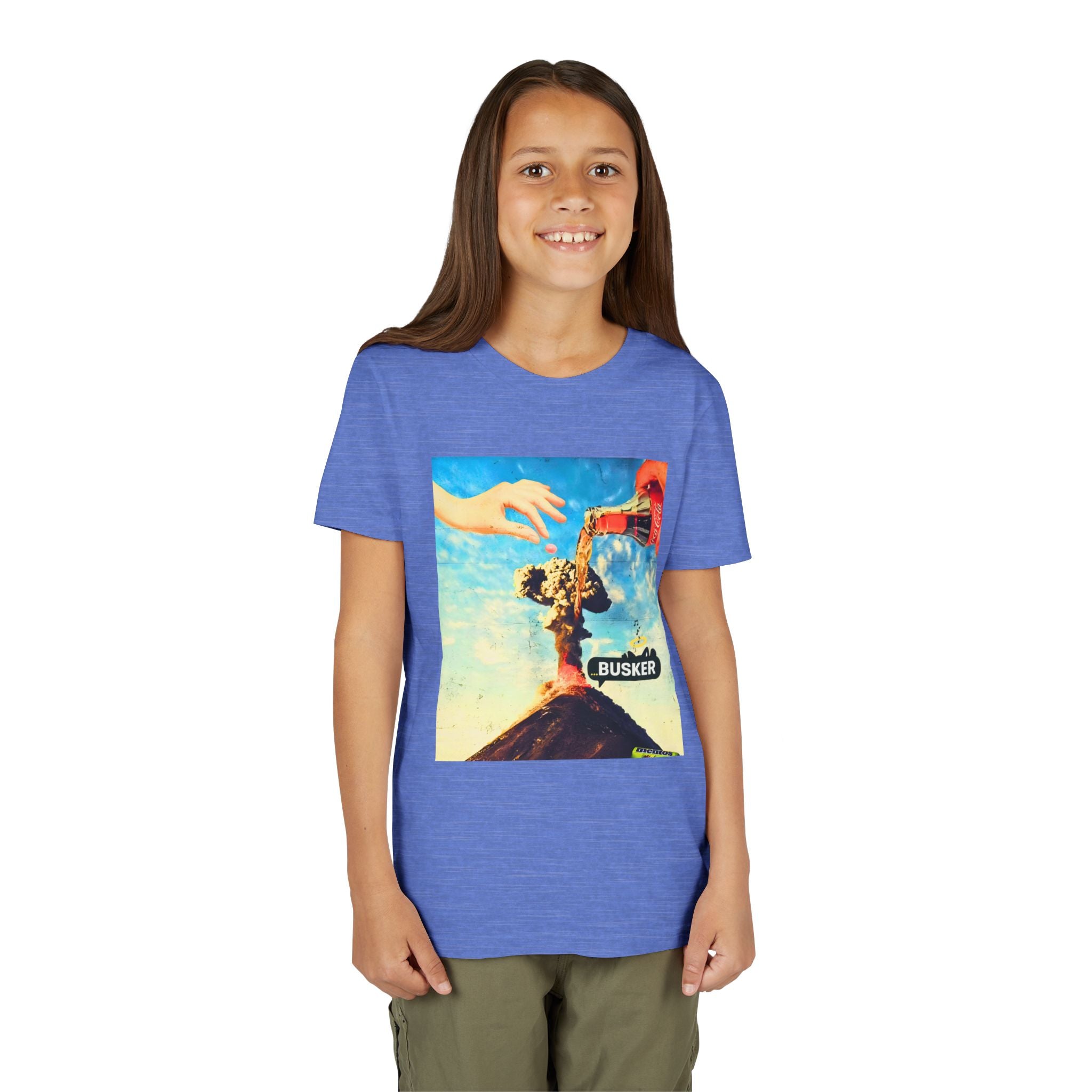 Busker Youth Short Sleeve Tee, Fun Summer Tee, Music Lover Gift, Kids Graphic T-Shirt, Festival Outfit, Creative Gift Idea