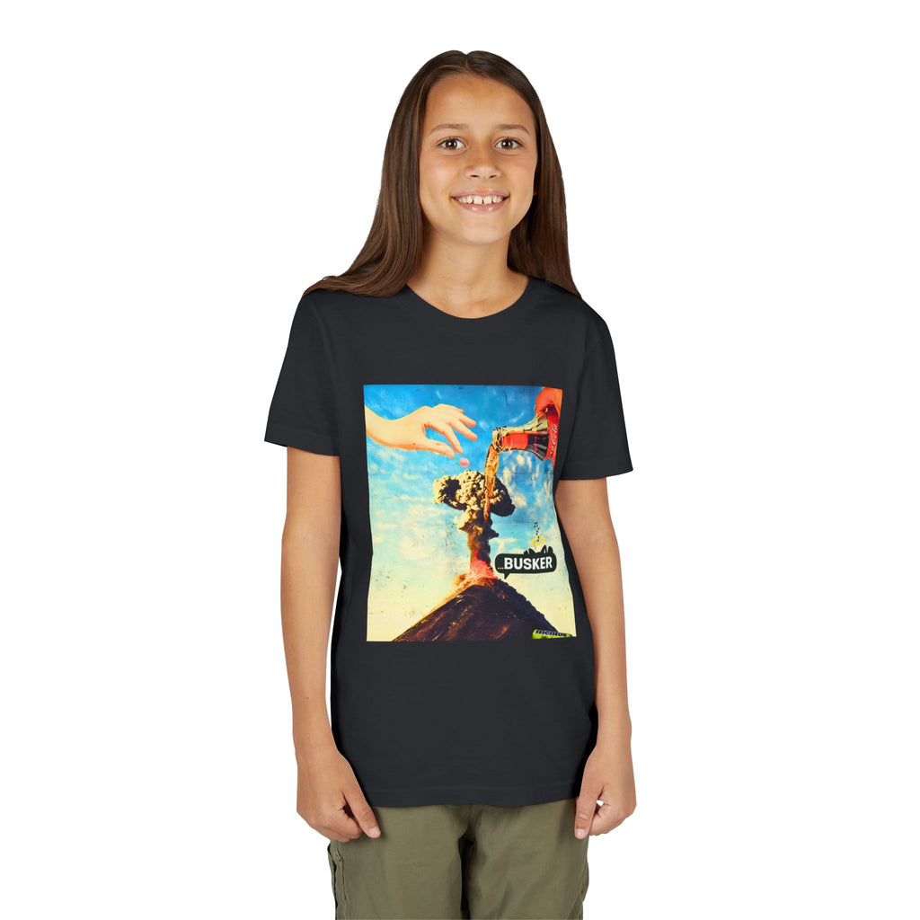 Busker Youth Short Sleeve Tee, Fun Summer Tee, Music Lover Gift, Kids Graphic T-Shirt, Festival Outfit, Creative Gift Idea