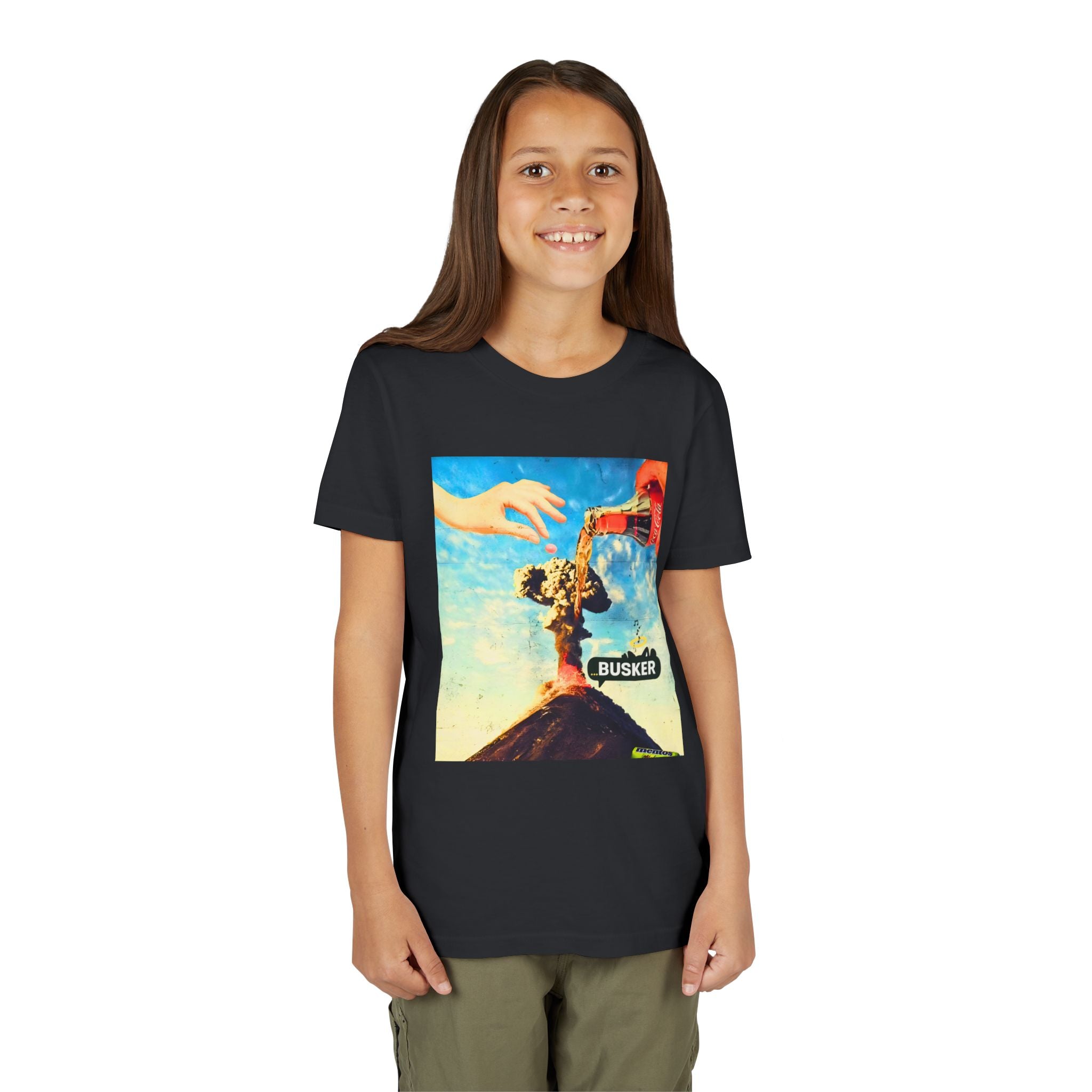 Busker Youth Short Sleeve Tee, Fun Summer Tee, Music Lover Gift, Kids Graphic T-Shirt, Festival Outfit, Creative Gift Idea