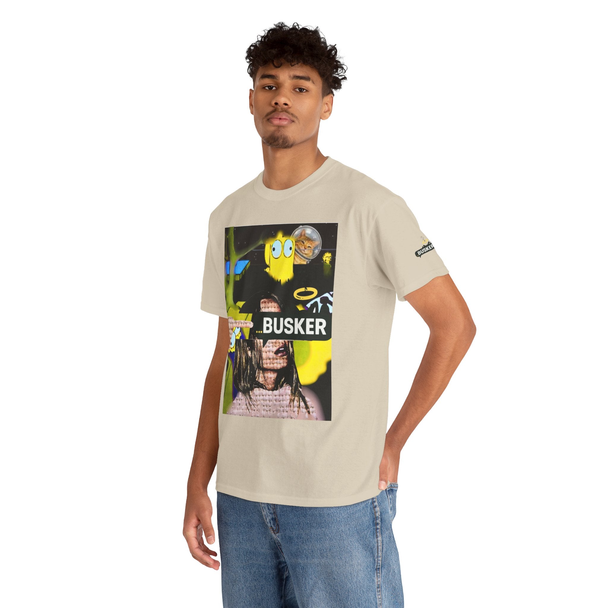 Artistic Unisex Heavy Cotton Tee - 'BUSKER' Graphic Design
