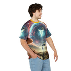 Cosmic Adventure Unisex Tee, Fantasy T-Shirt, Artistic AOP Shirt, Gift for Dreamers, Unique Casual Wear, Festival Clothing