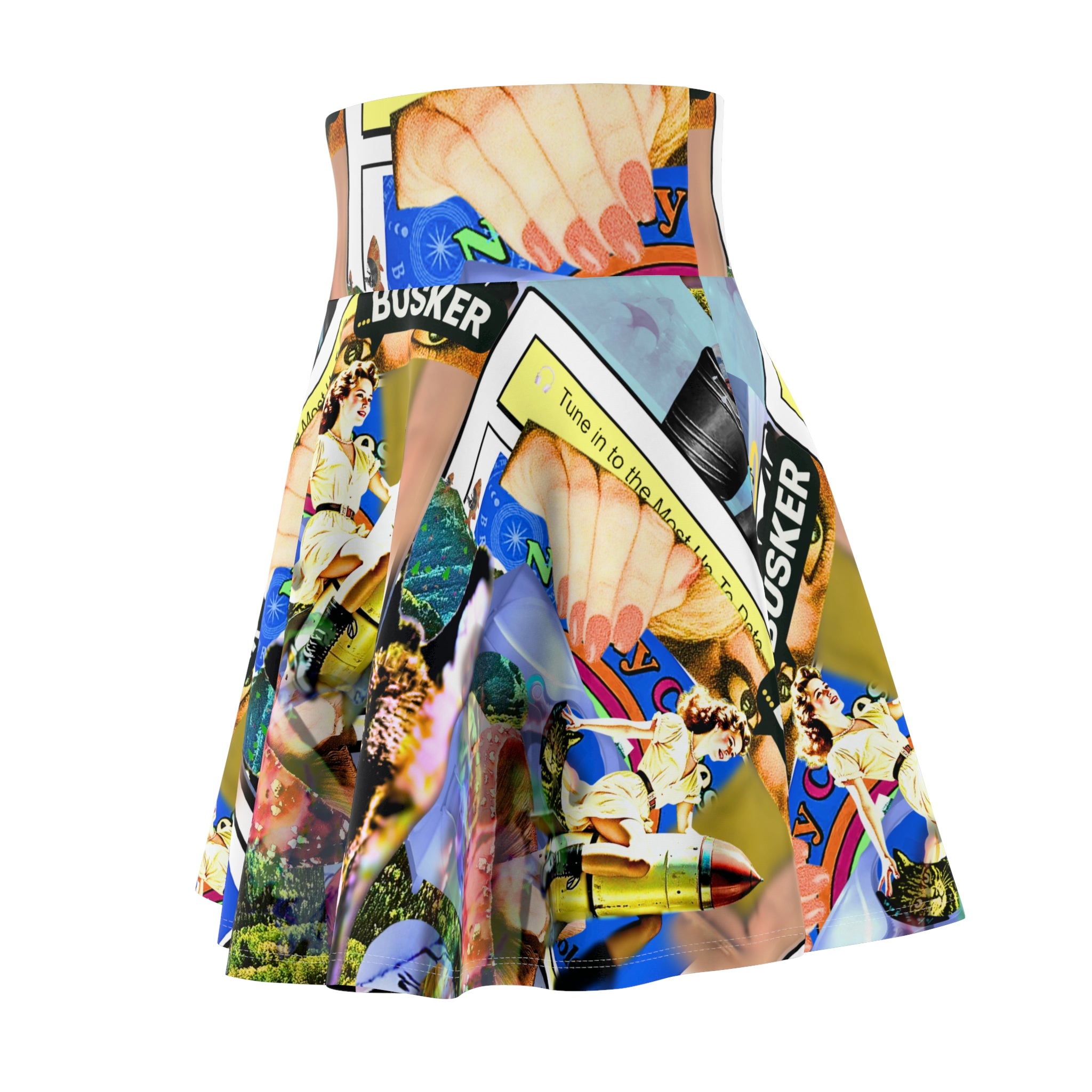Vibrant Women's Skater Skirt - Fun Travel-Themed AOP Design