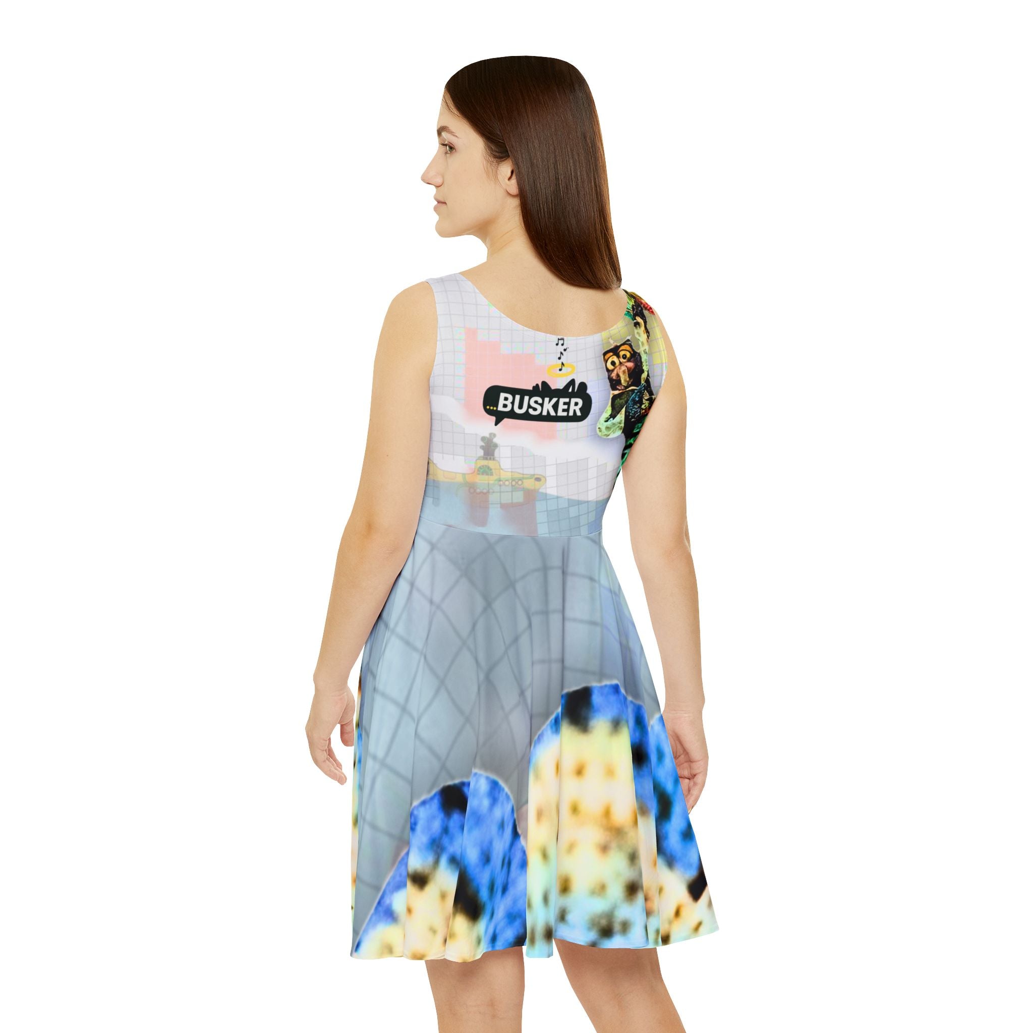 Vibrant Women's Skater Dress with Busker Design