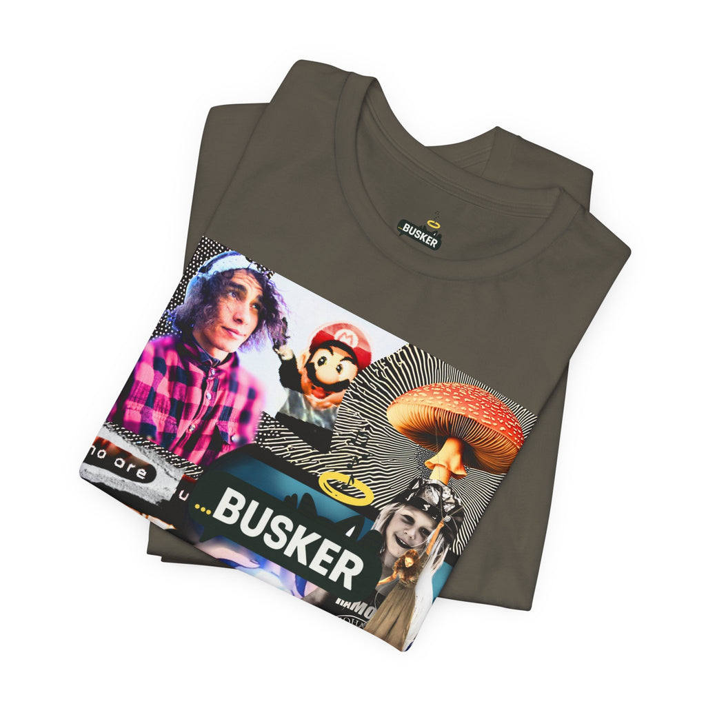 Busker Vibe Unisex Tee - Music & Art Collage Design