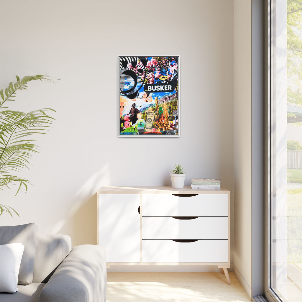Busker Collage Matte Canvas Print — Framed Multi‑Color Wall Art