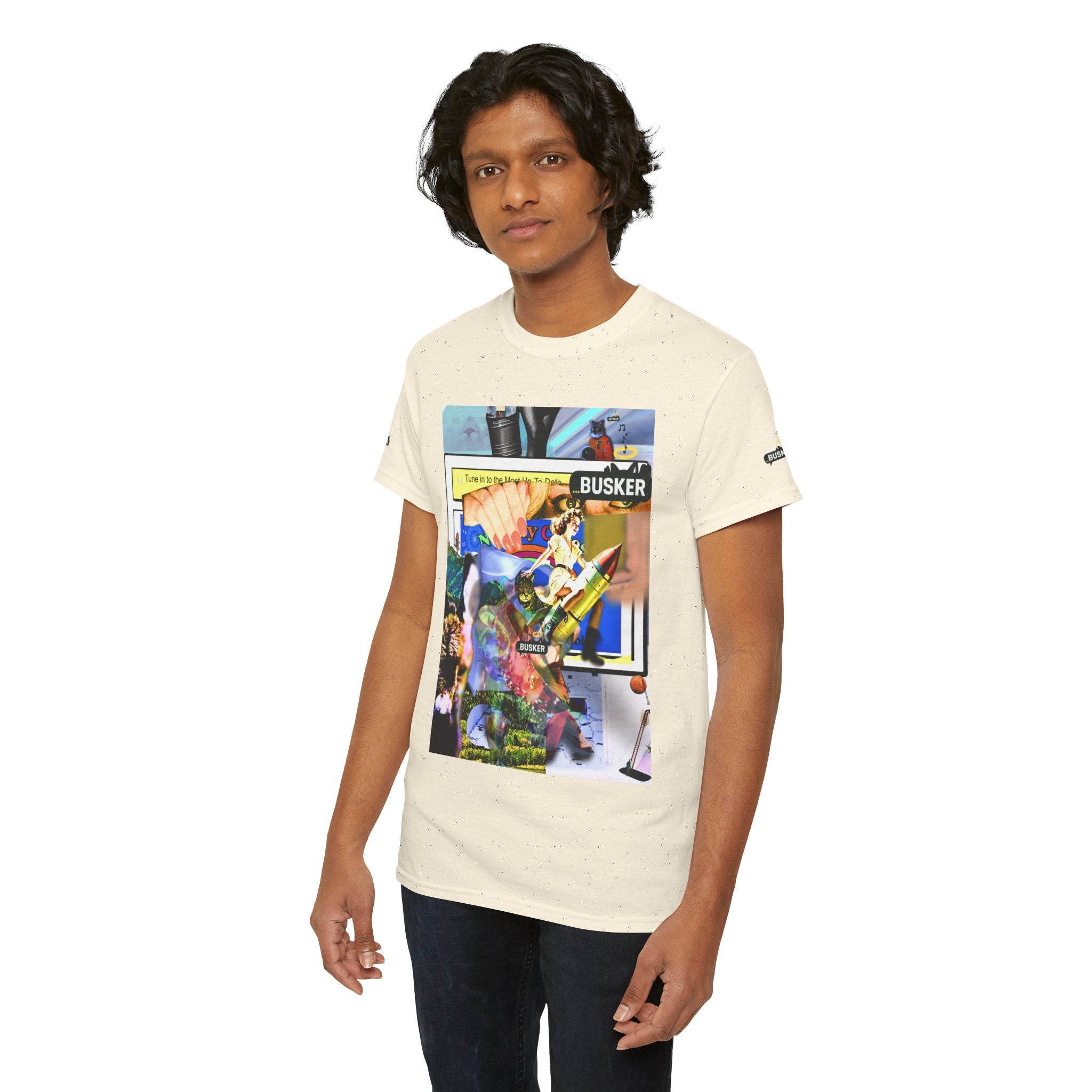 Cool Graphic Unisex Heavy Cotton Tee - 'Busker' Design