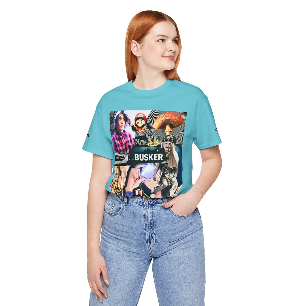 Busker Vibe Unisex Tee - Music & Art Collage Design