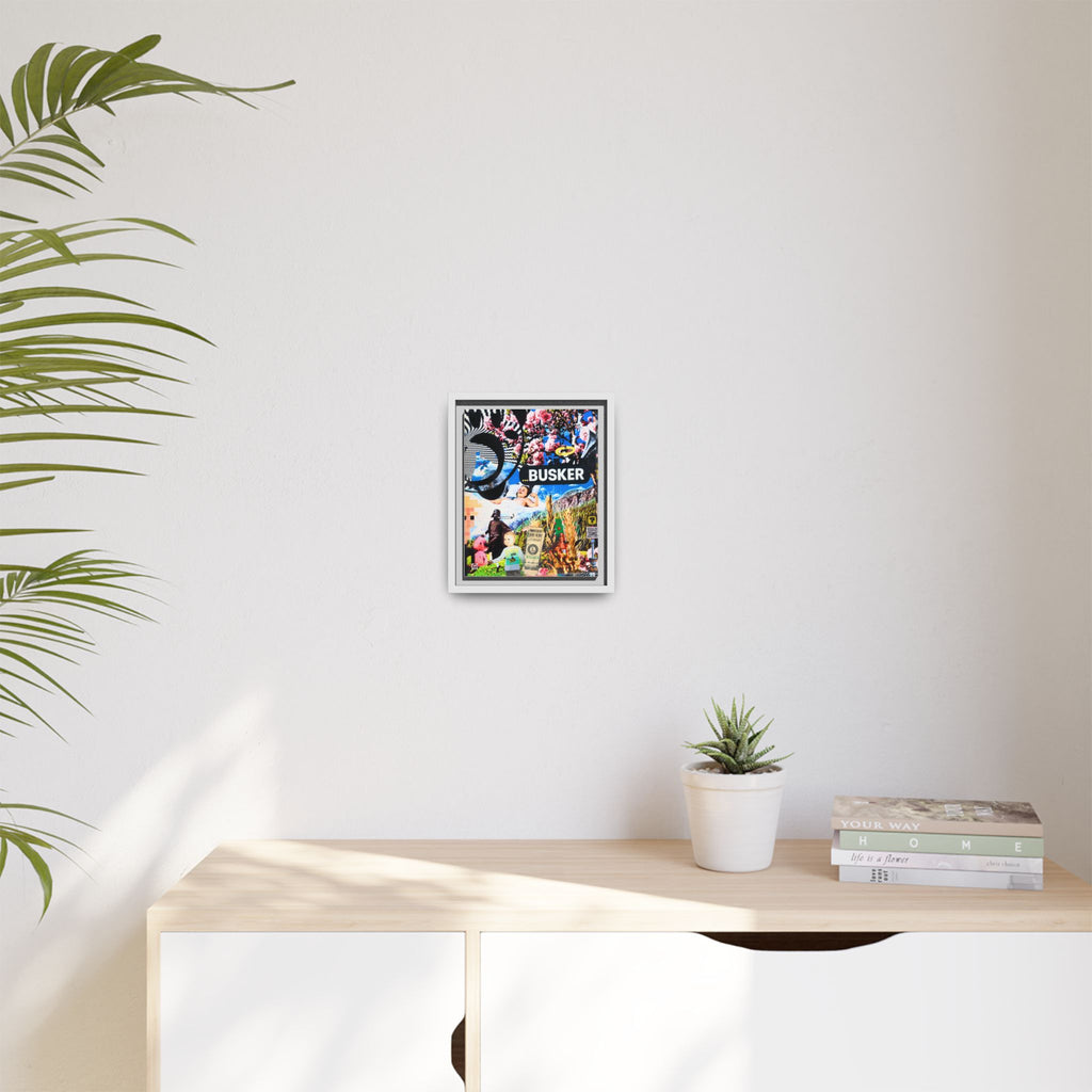 Busker Collage Matte Canvas Print — Framed Multi‑Color Wall Art