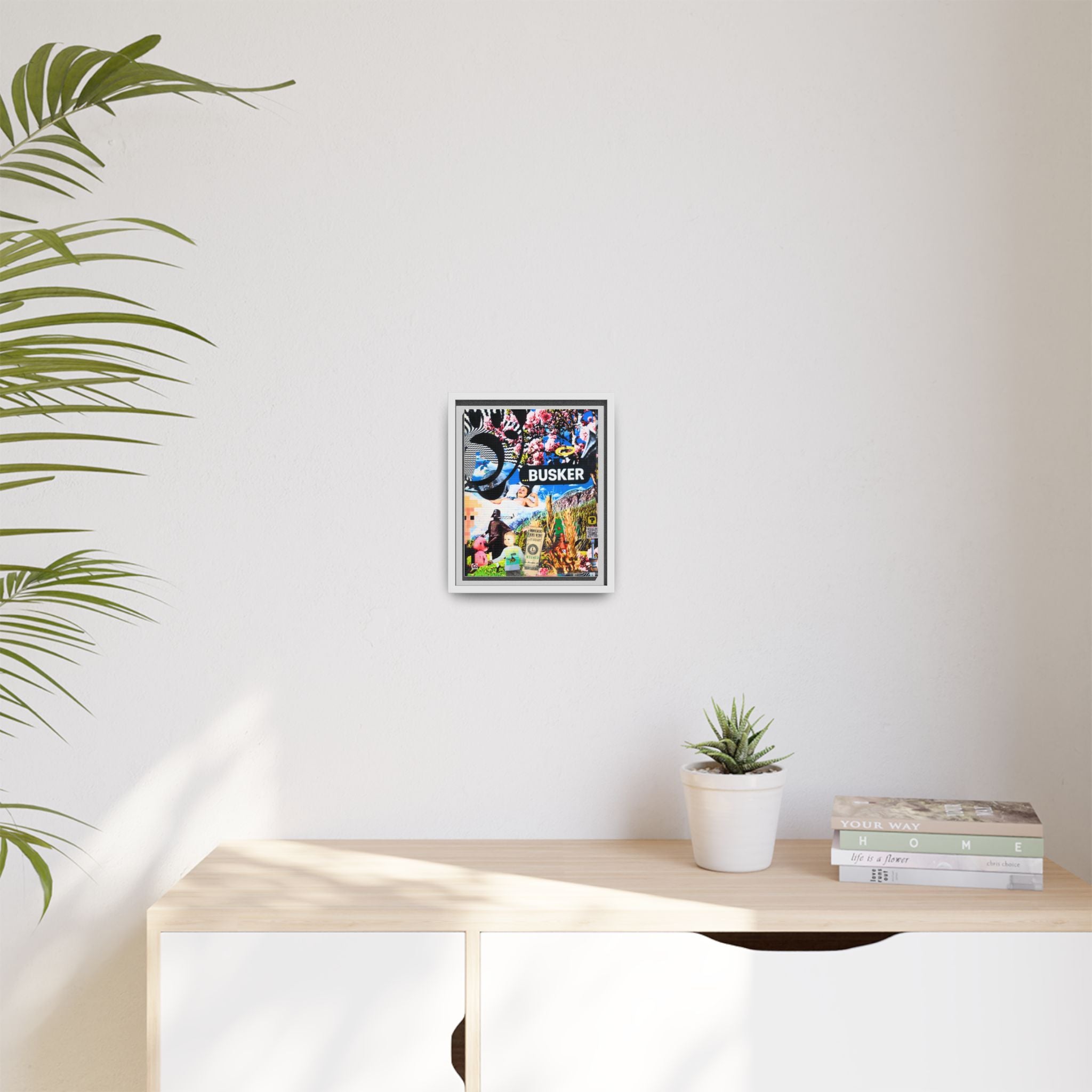 Busker Collage Matte Canvas Print — Framed Multi‑Color Wall Art