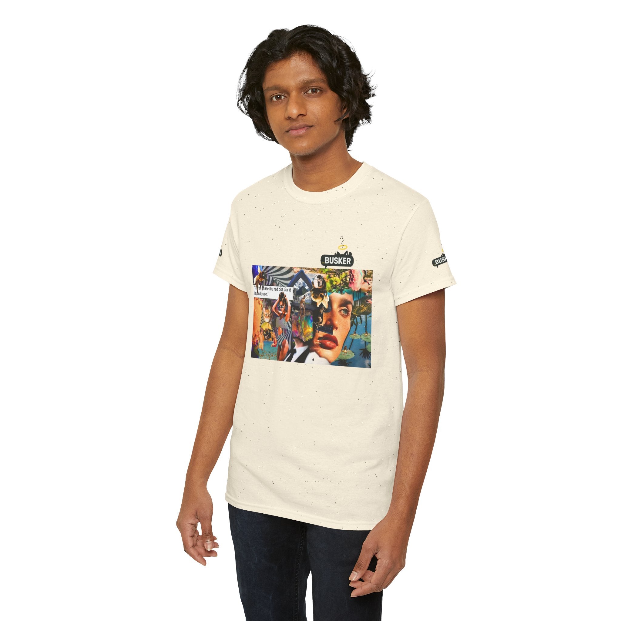 Artistic Unisex Heavy Cotton Tee - Vibrant Busker Design