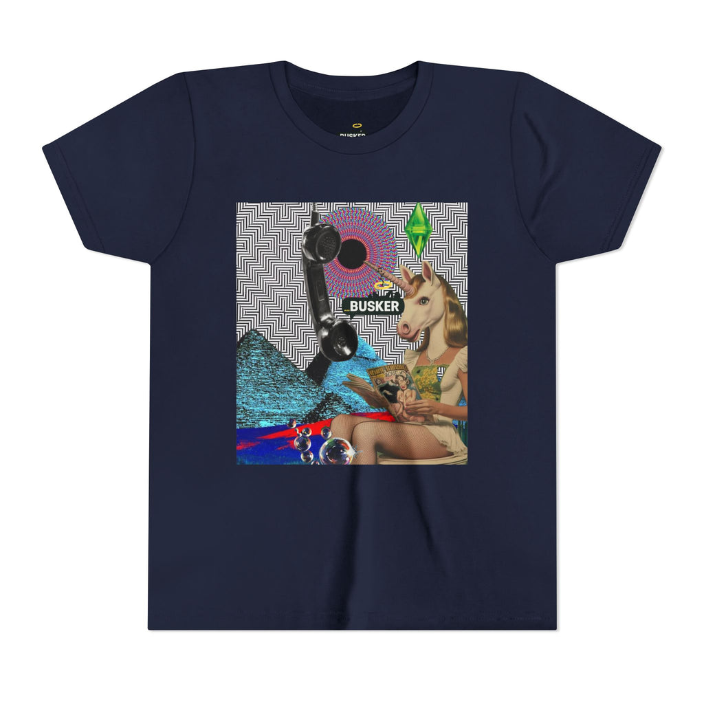 Youth Graphic Tee with Fun 'Busker' Design, Cool Summer Shirt, Gifts for Kids, Festival Attire, Trendy Youthwear