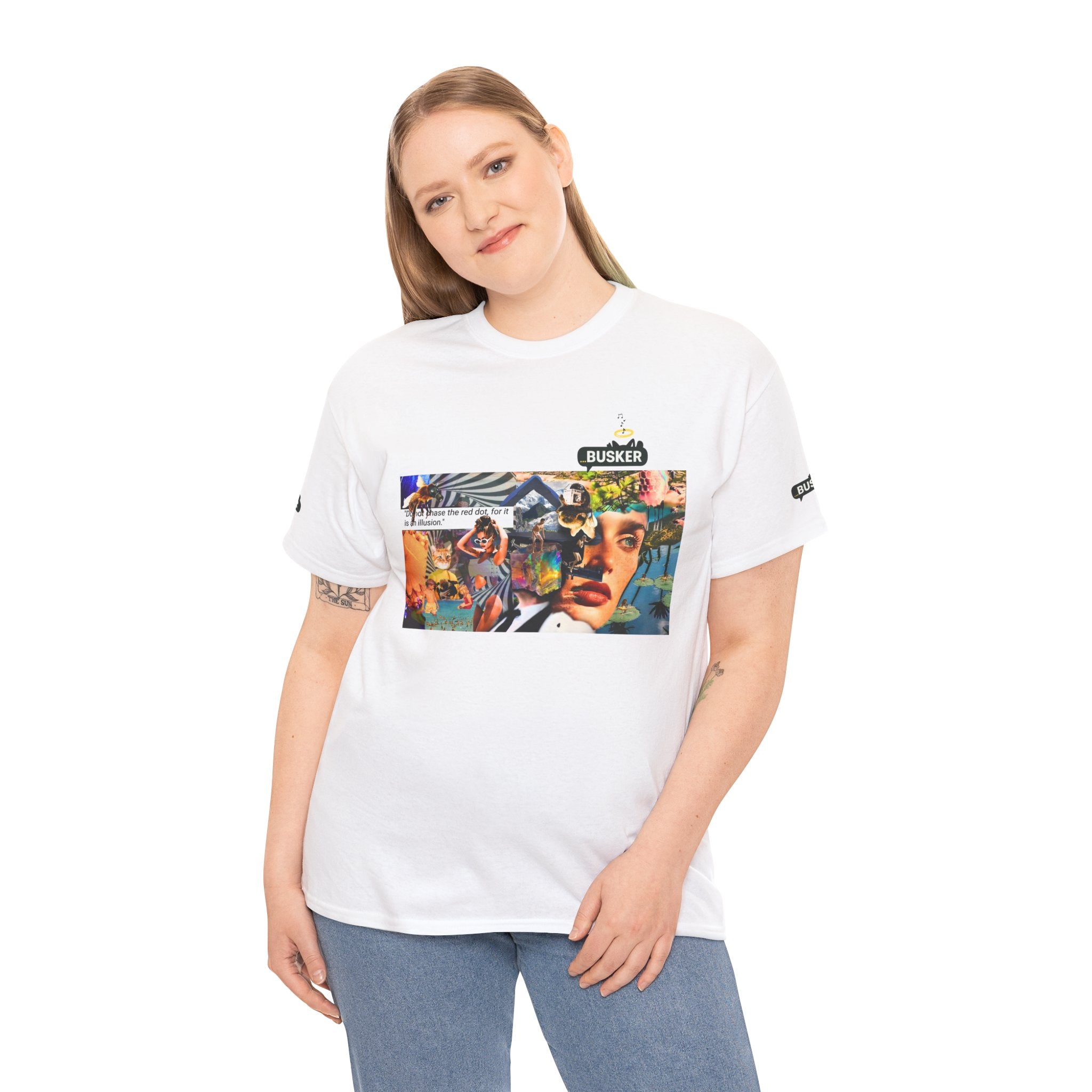 Artistic Unisex Heavy Cotton Tee - Vibrant Busker Design
