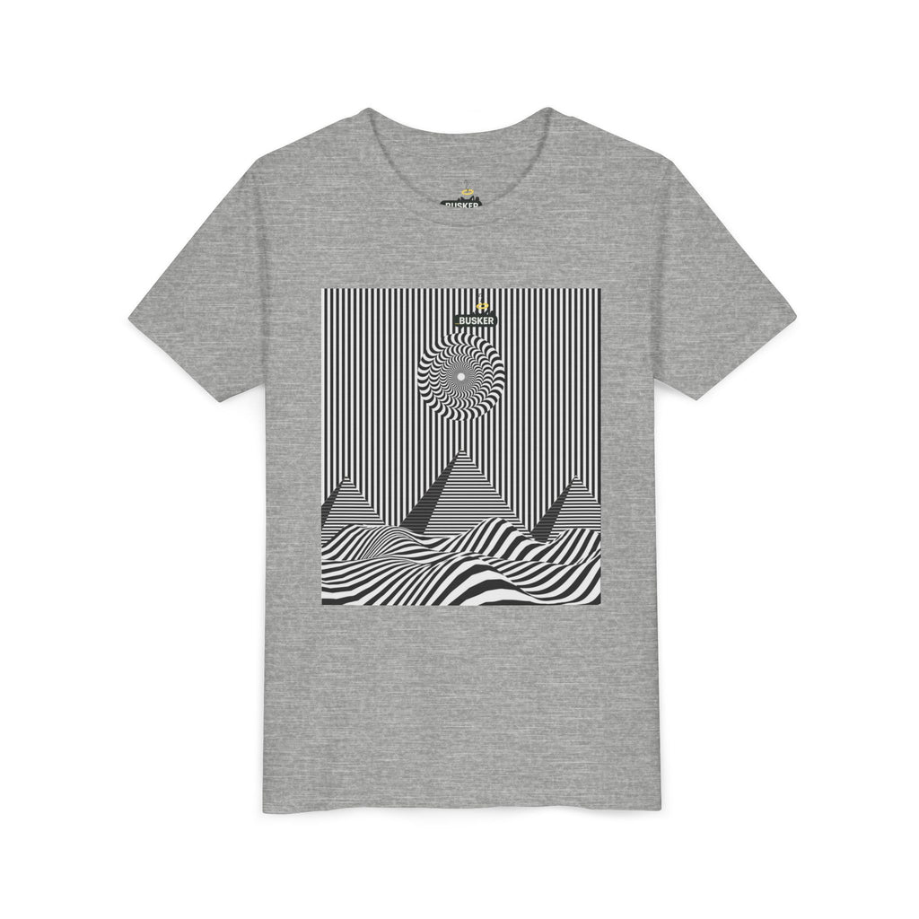 Stylish Youth Tee with Sunset Geometric Design, Summer Apparel, Kids Fashion, Gift for Birthdays, Fun Casual Wear, Graphic Tee