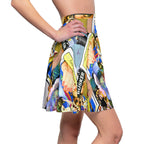 Vibrant Women's Skater Skirt - Fun Travel-Themed AOP Design