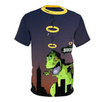 Rooftop Dino Busker Tee | Fun Graphic Shirt for Music Lovers, Festivals, Retro Style, Unisex T-Shirt, Unique Gift Idea