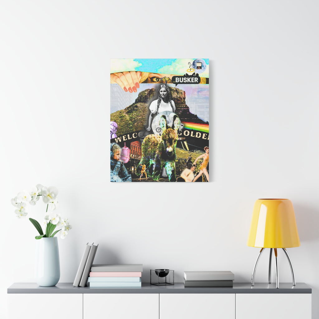 Artistic Stretched Canvas Print - 'Welcome to Golden' Collage