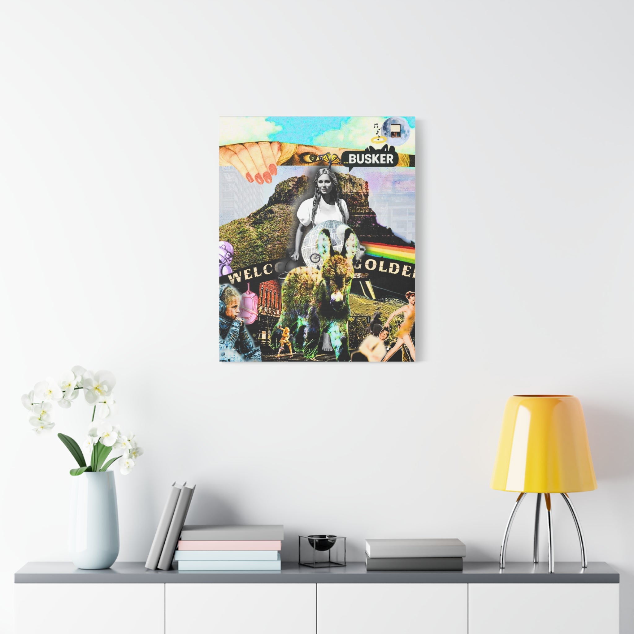 Artistic Stretched Canvas Print - 'Welcome to Golden' Collage
