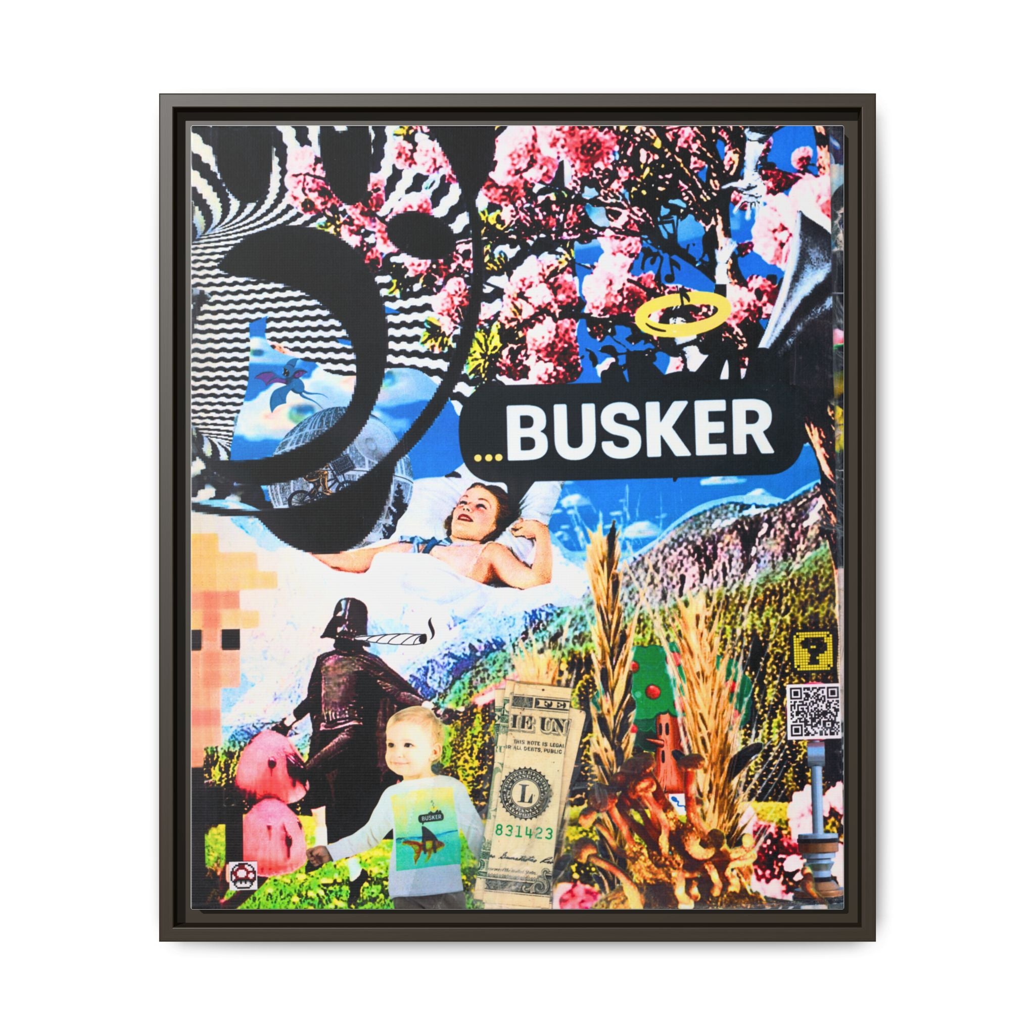 Busker Collage Matte Canvas Print — Framed Multi‑Color Wall Art