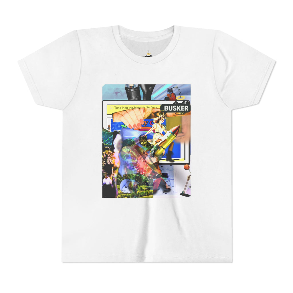 Colorful Youth Short Sleeve Tee - "Busker" Graphic Art Top