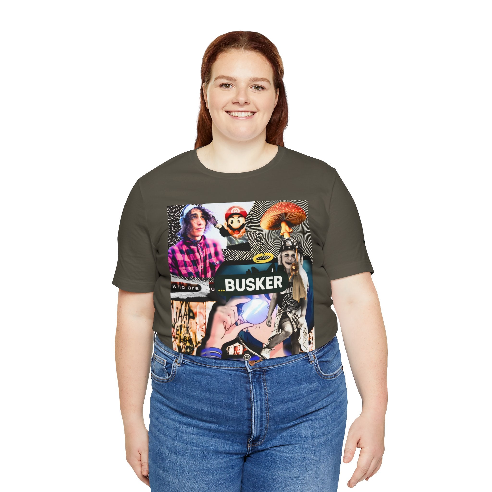 Busker Vibe Unisex Tee - Music & Art Collage Design