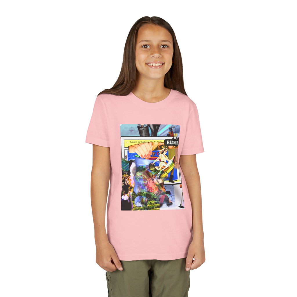Colorful Youth Short Sleeve Tee - "Busker" Graphic Art Top
