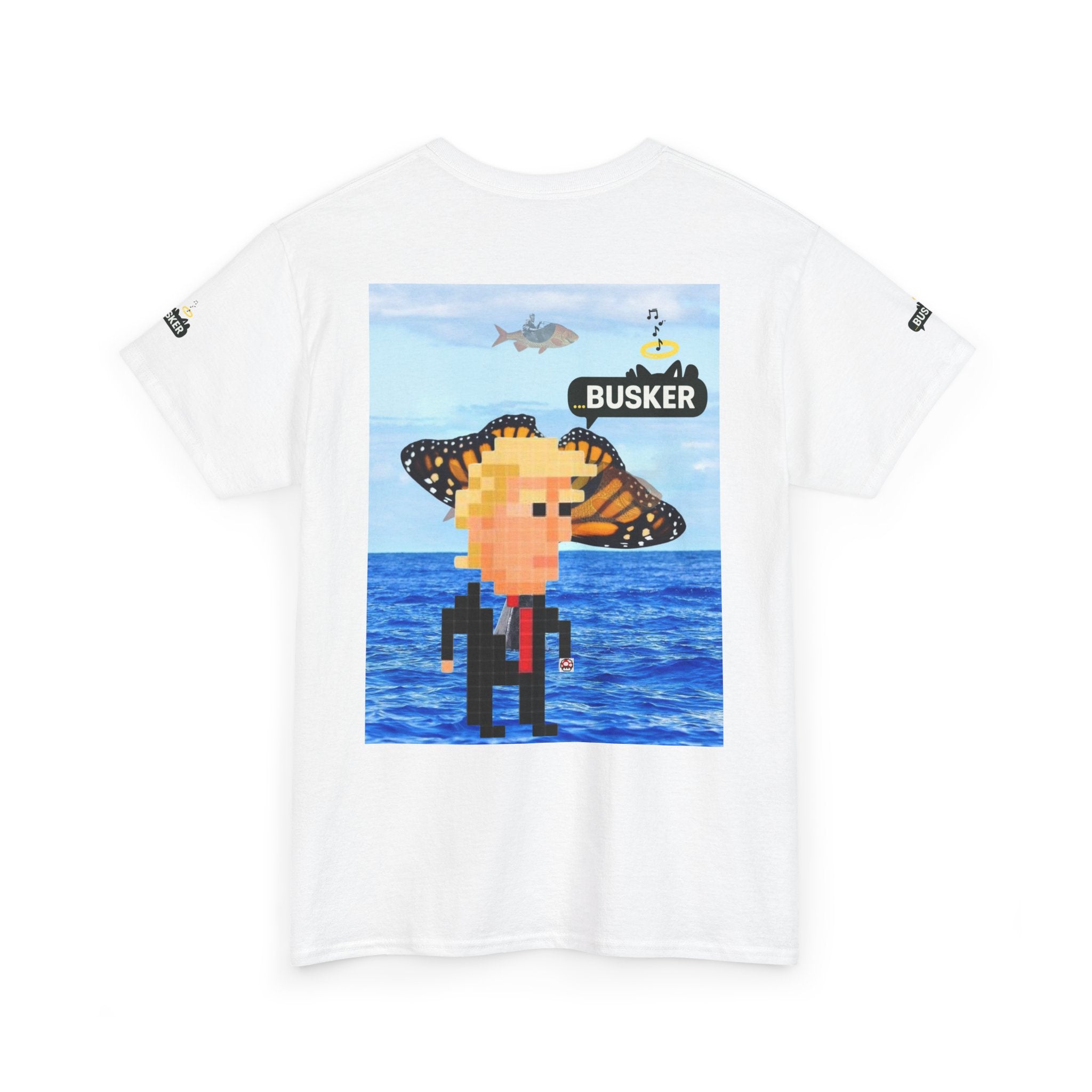 Pixel Art Unisex Heavy Cotton Tee - 'BUSKER' Design