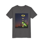 Youth Graphic Tee with Dinosaur Design, Fun Tee for Kids, Summer Style, Birthday Gift, Casual Wear, Playful Outfit, Busker Theme