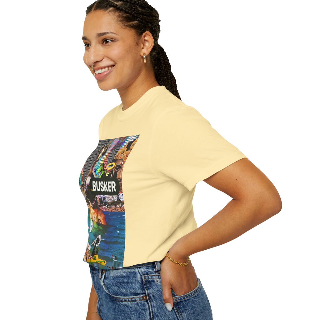 Vibrant Busker T-Shirt, Unisex Graphic Tee, Street Art Inspired Apparel, Casual Wear, Summer Festival Clothing