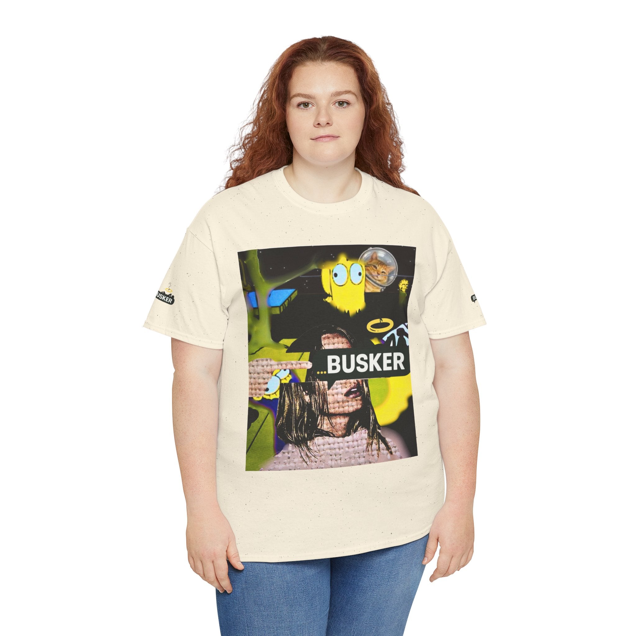 Artistic Unisex Heavy Cotton Tee - 'BUSKER' Graphic Design