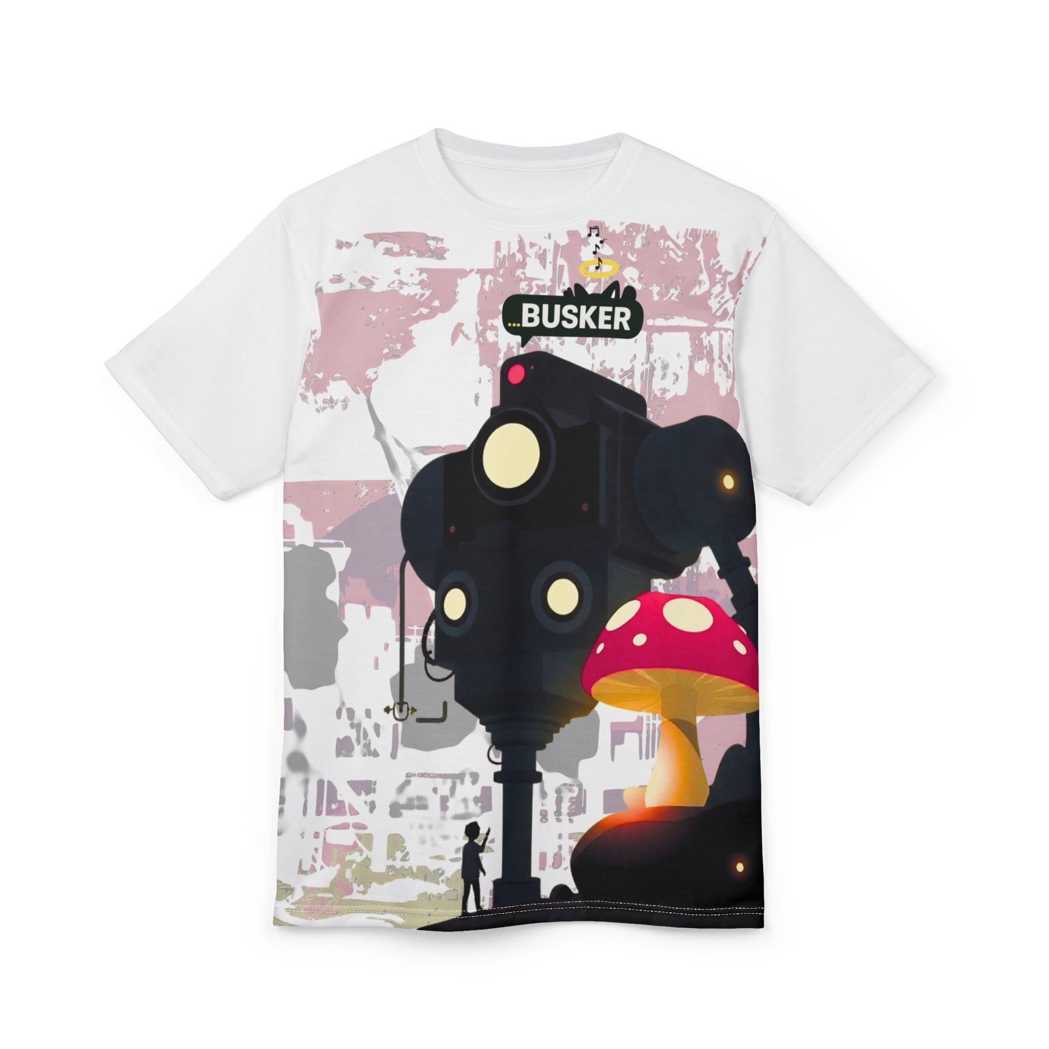 Busker-Inspired Unisex Tee, Creative Street Art Shirt, Unique Graphic Tee, Gift for Artists, Cool Casual Wear