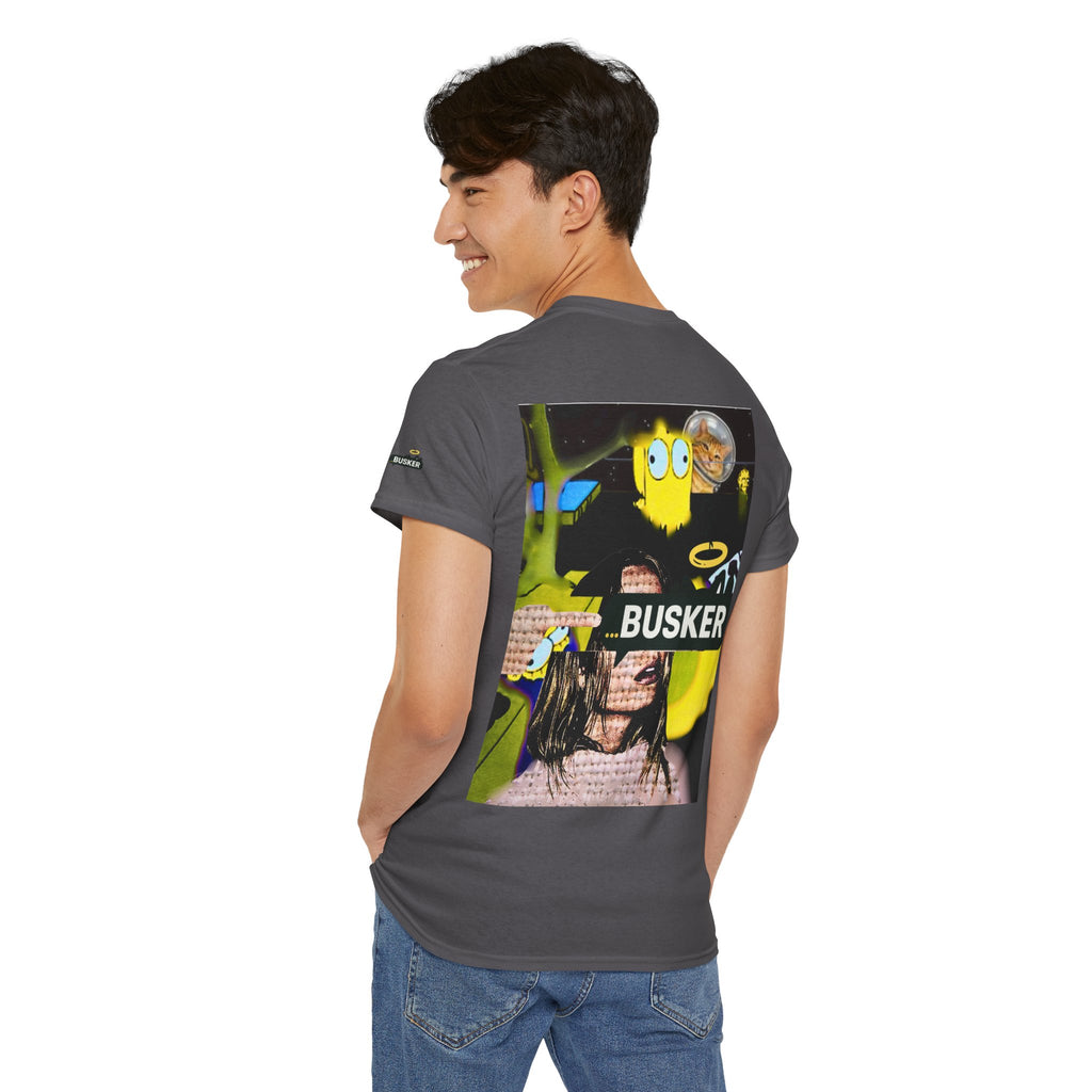 Artistic Unisex Heavy Cotton Tee - 'BUSKER' Graphic Design