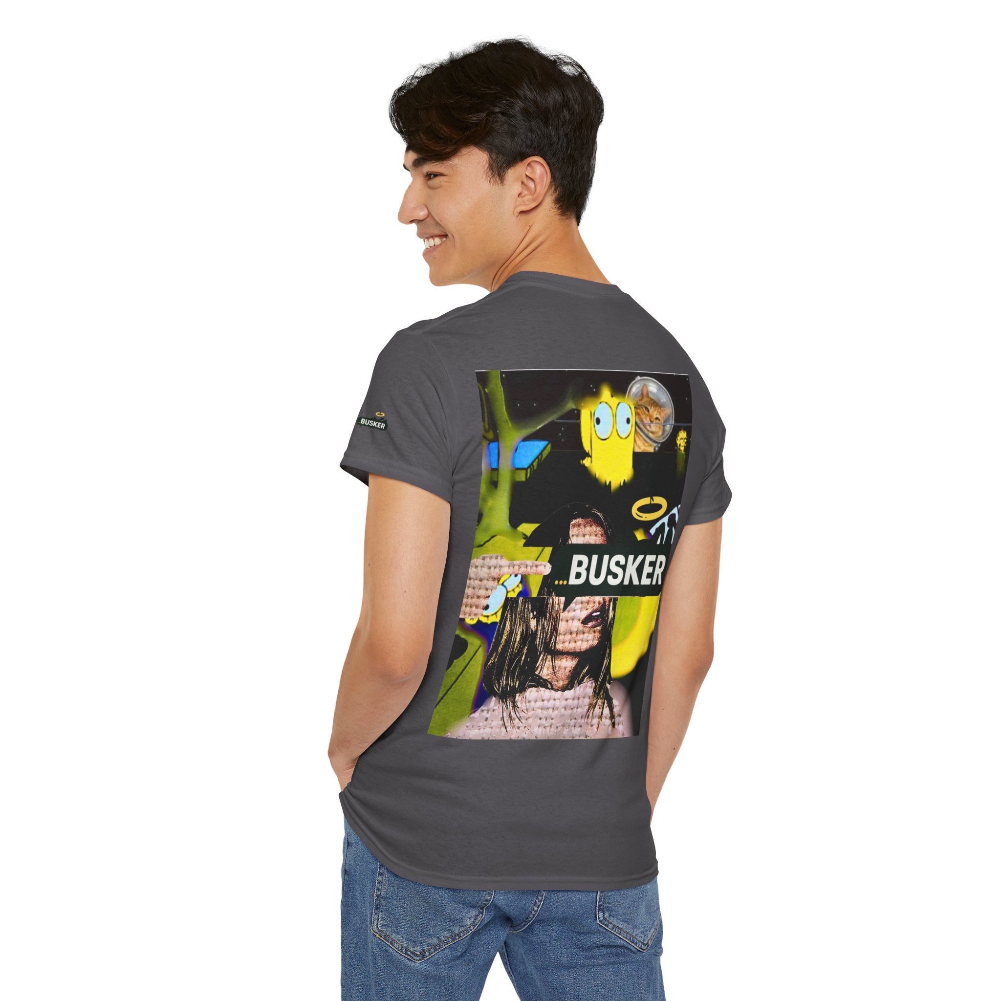 Artistic Unisex Heavy Cotton Tee - 'BUSKER' Graphic Design