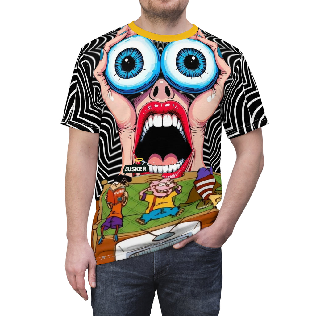 Bold Graphic Tee for Cartoon Lovers | Edgy AOP Unisex T-Shirt | Fun Gift for Anime Fans, Graphic Print Tee, Casual Wear