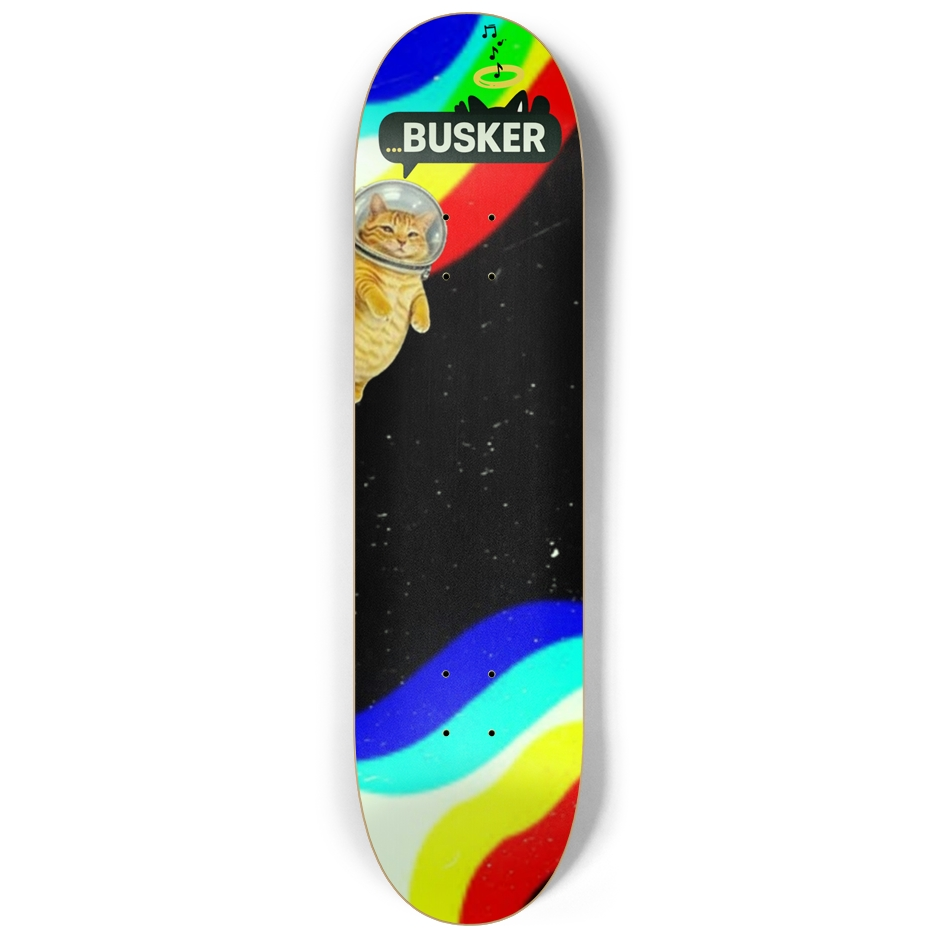 Glowing Space Cat ...BUSKER 8.25 Skateboard (Glows-in-the-Dark)
