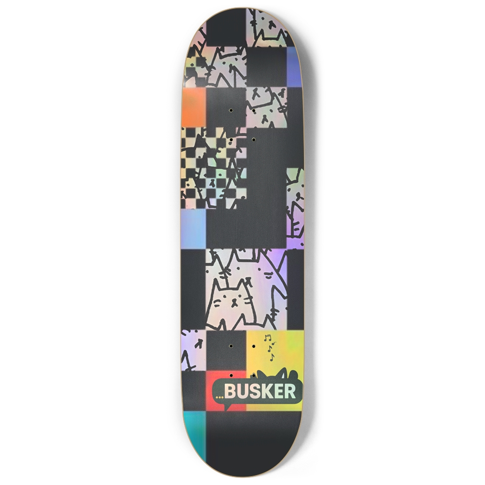 ...BUSKER Shadowbox Cats  9" Skateboard (Holographic)