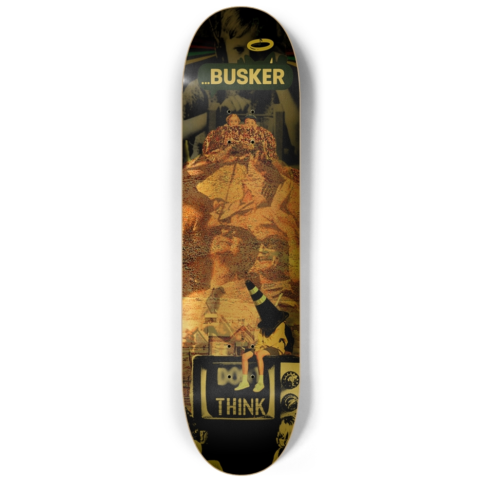 Custom Skateboard Think...BUSKER 8.25" Skateboard (Gold Foil)