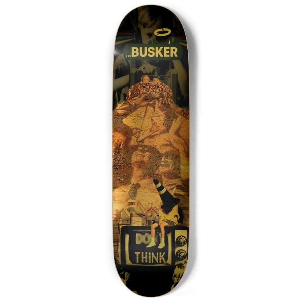 Think...BUSKER 9" Skateboard (Gold Foil)
