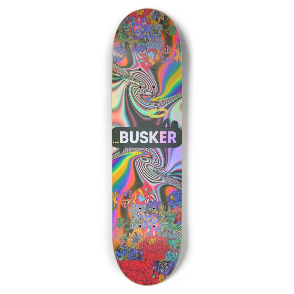 Psychedelic Bouquet...BUSKER 8.5 Skateboard (Holographic)