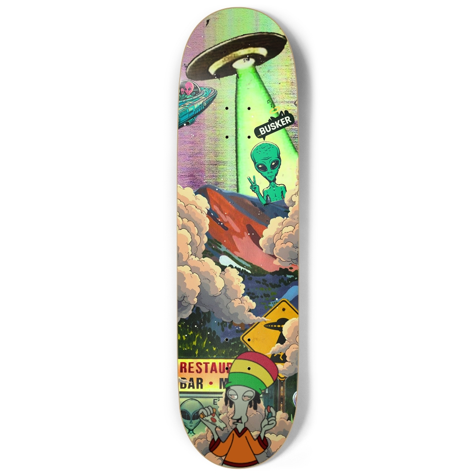 Alien Takeoff ...BUSKER 9" Skateboard (Glow-in-the-Dark)